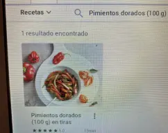 Step <p>Lo primero que he hecho, ha sido elegir la receta de dorar 100 gr de pimientos en tiras. Esa receta pone 10 gr de aceite, yo he puesto la 40 y así se calentaba todo.</p> illustration